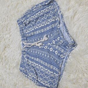 Elegant Blue Patterned Women's Athletic Shorts